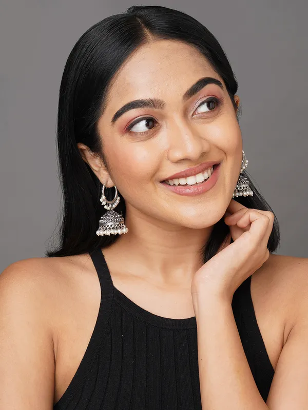 Oxidised_silver_Dome_Shapped_earring