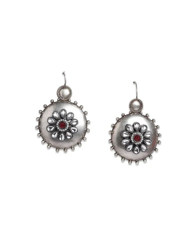 German_silver_red_stone_earring