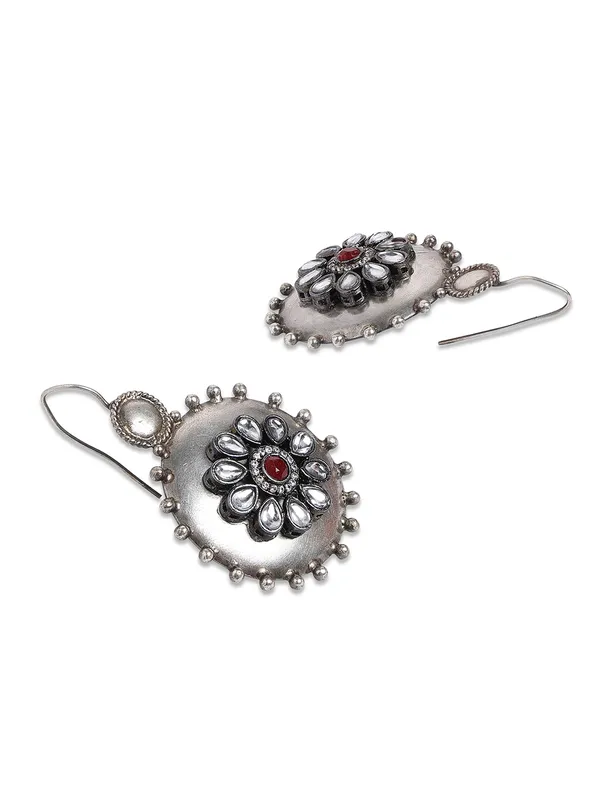 German_silver_red_stone_earring