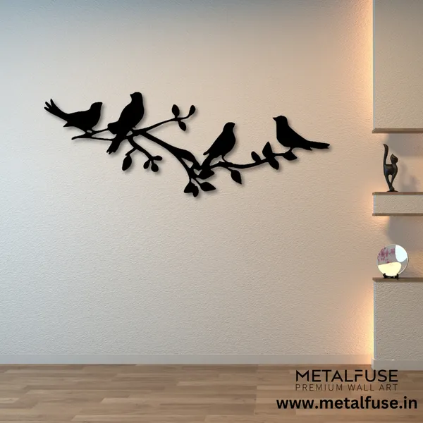Metal_Wall_Art_for_Home_Decoration__|_Birds_On_A_Tree_Branch__|_Black