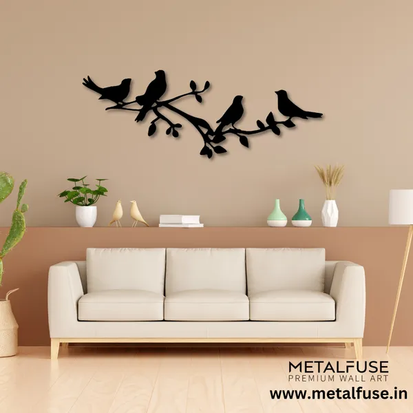 Metal_Wall_Art_for_Home_Decoration__|_Birds_On_A_Tree_Branch__|_Black