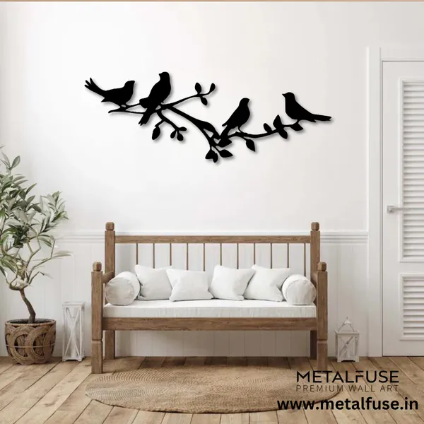 Metal_Wall_Art_for_Home_Decoration__|_Birds_On_A_Tree_Branch__|_Black