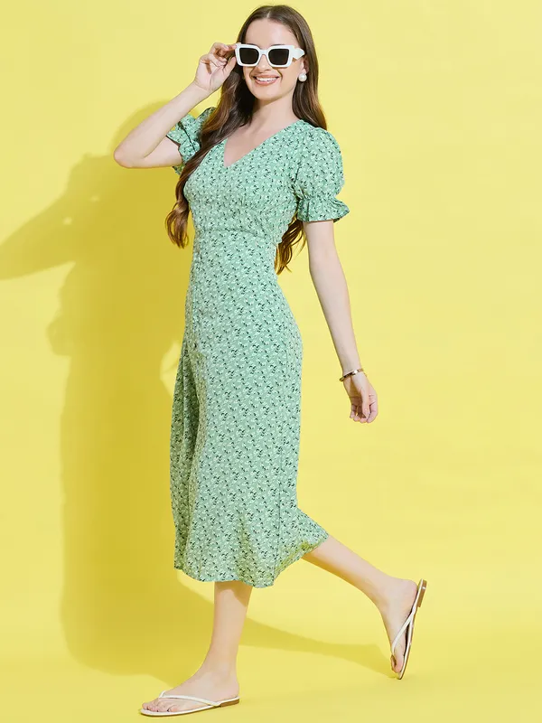 Green_Crepe_Fit_and_Flare_Dress_For_Women