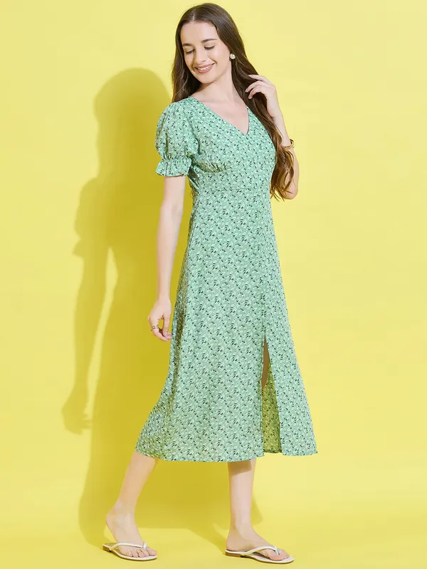 Green_Crepe_Fit_and_Flare_Dress_For_Women