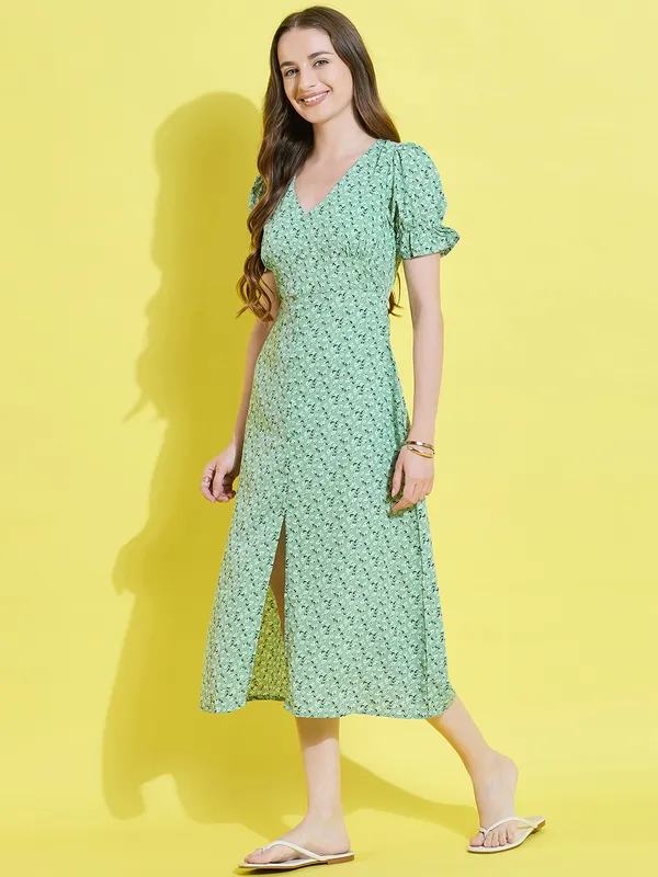 Green_Crepe_Fit_and_Flare_Dress_For_Women