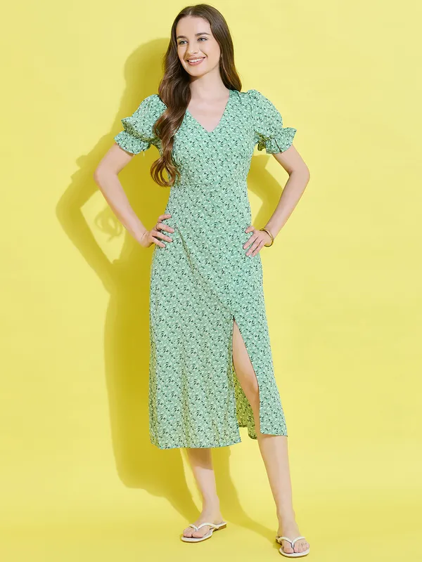 Green_Crepe_Fit_and_Flare_Dress_For_Women