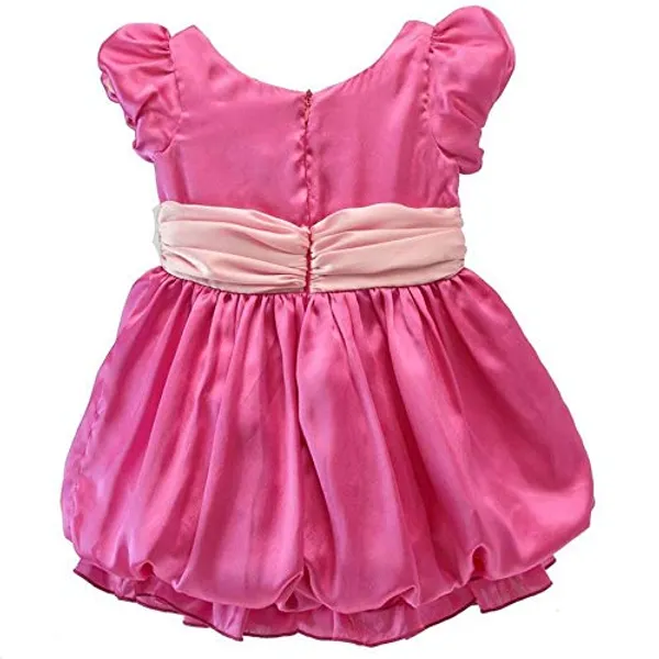 Magenta_Floral_Pattern_Round_Neck_Dress_For_Girls