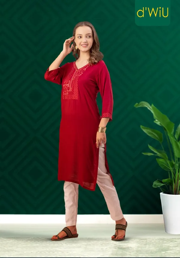 Maroon_Rayon_Slub_Women_Kurta,_Exquisite_Embroidery_&_Crystal_Hand_Work