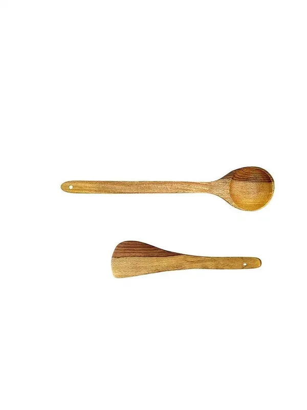 Brown_Wooden_Handmade_Kitchen_Cooking_Spatula_Non_Stick_Serving_Set_Of_2_|_1_Serving_Spoon,_1_Mixing_Spoon