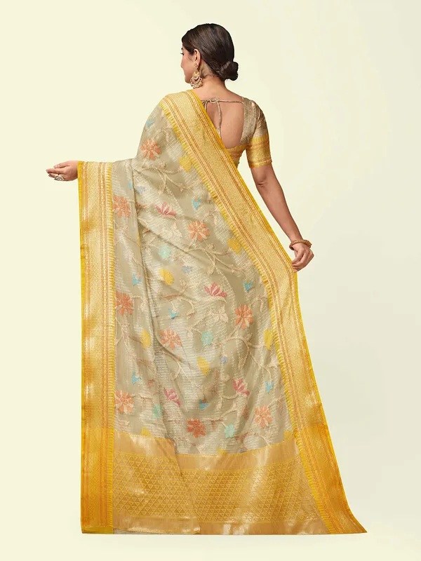 Grey_Cotton_Blend_Banarasi_Sarees_For_Women