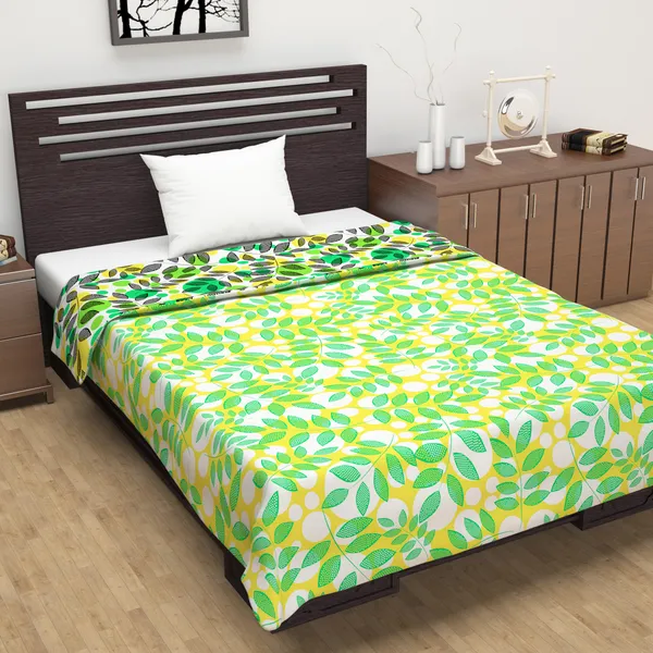 Floral_Single_Dohar_for_AC_Room_(Polyester,_Green_and_Yellow)