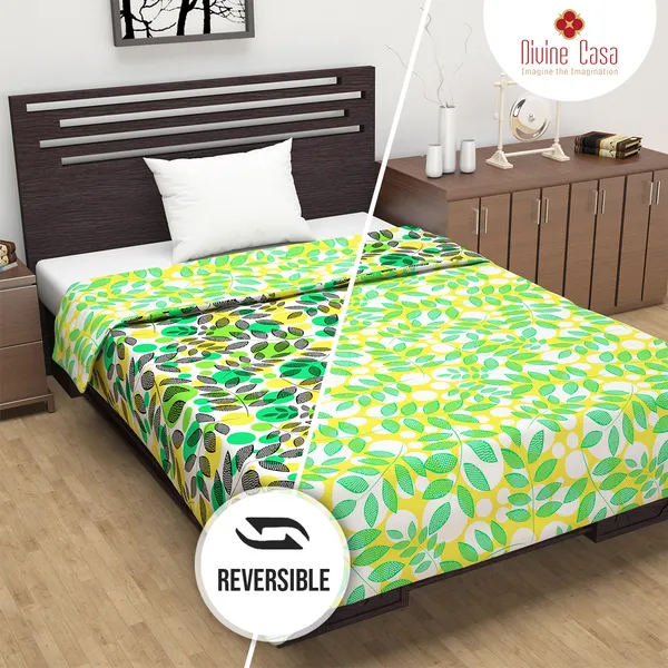 Floral_Single_Dohar_for_AC_Room_(Polyester,_Green_and_Yellow)