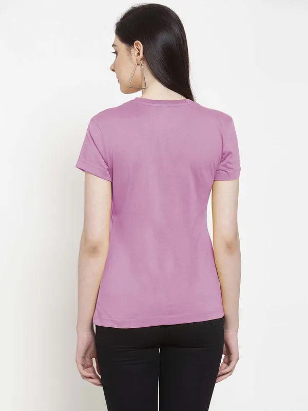 Pack_of_2_Purple_&_Solid_Grey_Cotton_Round_Neck_Short_Sleeves_T-Shirt_For_Women