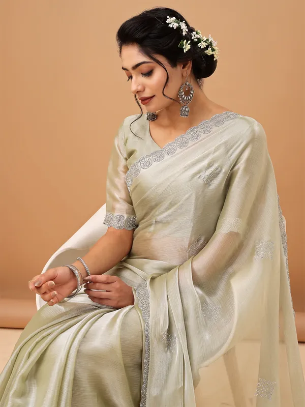 Olive_Jimmy_Choo_Saree_With_Unstitched_Blouse_For_Women