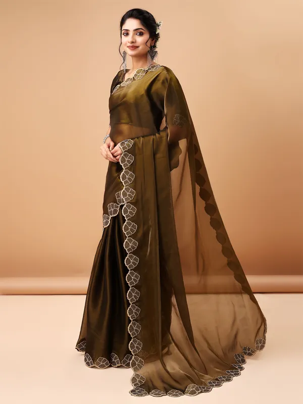 Olive_Jimmy_Choo_Saree_With_Unstitched_Blouse_For_Women