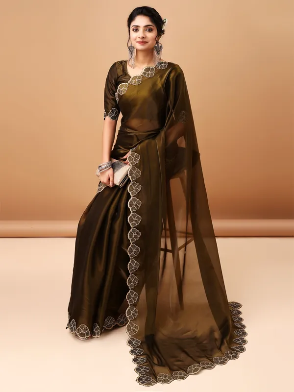Olive_Jimmy_Choo_Saree_With_Unstitched_Blouse_For_Women