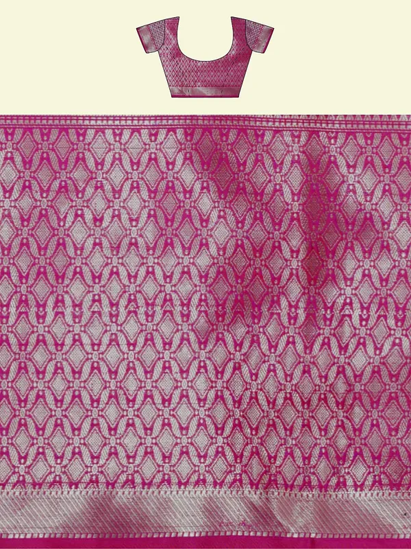 Magenta_Matka_Silk/Silk_Blend_Banarasi_Sarees_For_Women