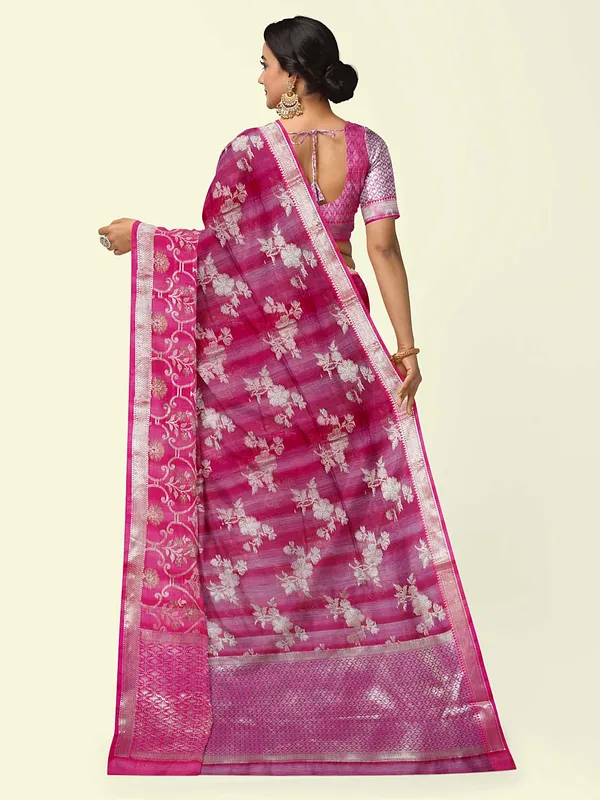 Magenta_Matka_Silk/Silk_Blend_Banarasi_Sarees_For_Women