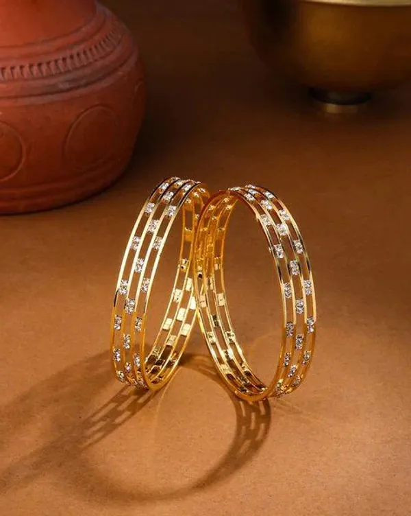 Cz_Diamond_Studded_3_Line_High_Gold_Plated_Bangle_Set_(2_Pcs)