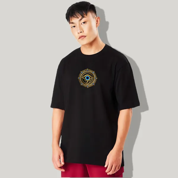 Black_Oversized_Printed_Half_Sleeve_Cotton_T-Shirt_For_Men