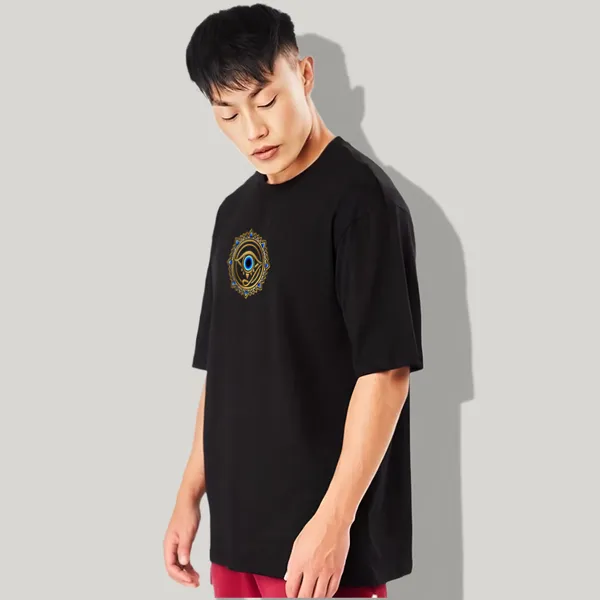 Black_Oversized_Printed_Half_Sleeve_Cotton_T-Shirt_For_Men
