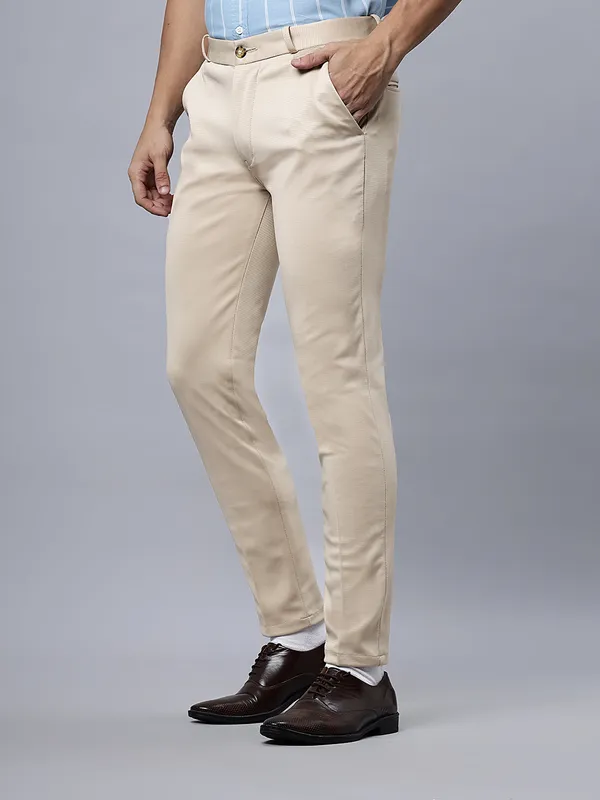 Beige_Lycra_Checked_Stretchable_Formal_Trouser_for_Men