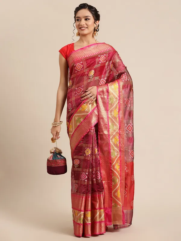 Magenta_Art_Silk_Banarasi_Sarees_For_Women