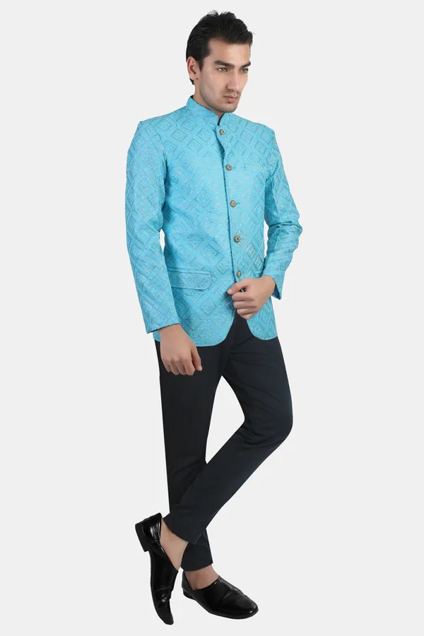 Sky_Blue_Embroidered,_Self_Design_Bandhgala