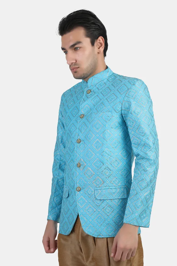 Sky_Blue_Embroidered,_Self_Design_Bandhgala