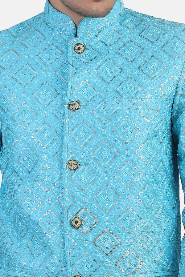 Sky_Blue_Embroidered,_Self_Design_Bandhgala
