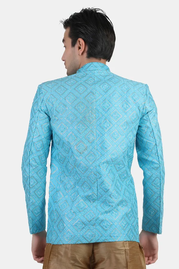 Sky_Blue_Embroidered,_Self_Design_Bandhgala