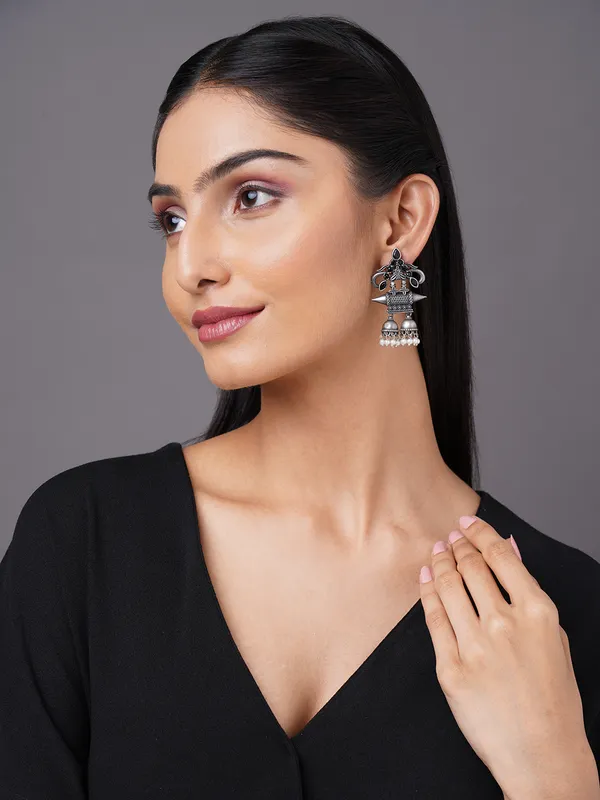 German_silver_black_drop_earring