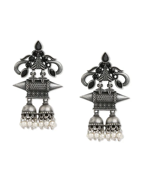 German_silver_black_drop_earring
