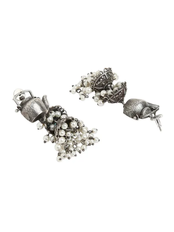 German_silver_tea_pot_earring