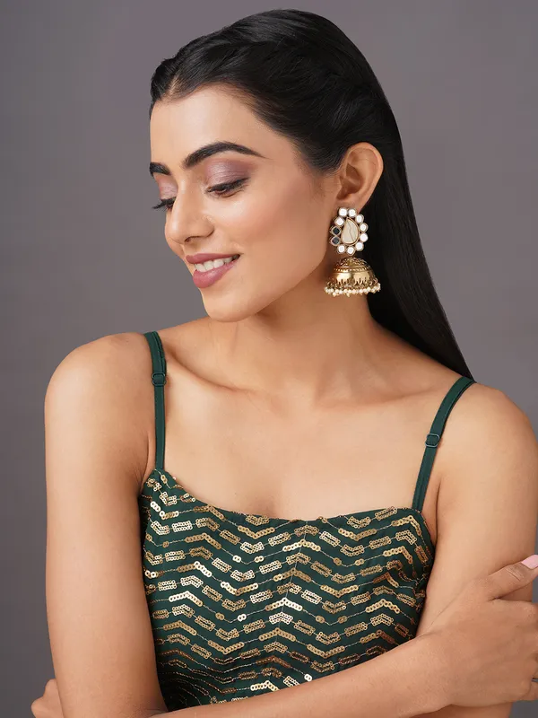 Gold_tone_white_jhumka_earring