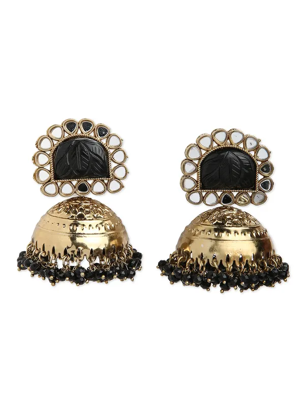 Gold_tone_Black_jhumka_earring