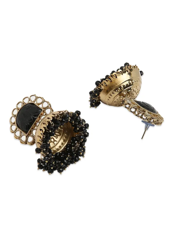 Gold_tone_Black_jhumka_earring