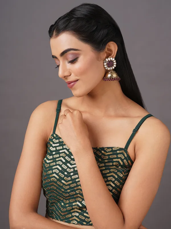 Gold_tone_Peach_jhumka_earring