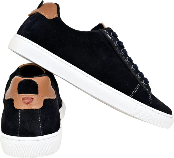 Navy_Suede_Lace-Up_Sneakers_For_Men