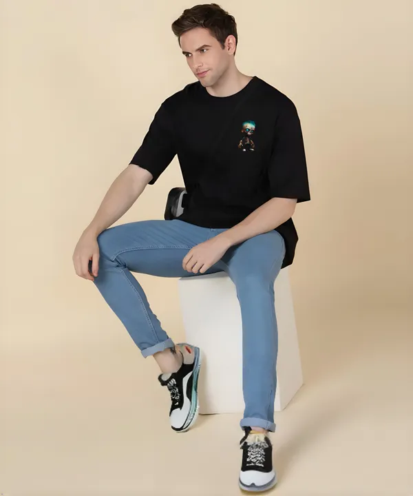 Black_Oversized_Printed_Half_Sleeve_Cotton_T-Shirt_For_Men