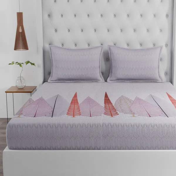 Huesland Huesland by Ahmedabad Cotton Cotton King Size Bedsheet with 2