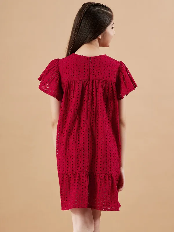 Maroon_Round_neck_dress_|_Premium_cotton_Fabric_with_zipper