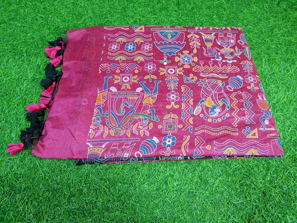 Black_Madhubani_Cotton_Silk_Printed_Saree