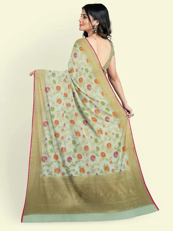 Beige_Cotton_Blend_Banarasi_Sarees_For_Women