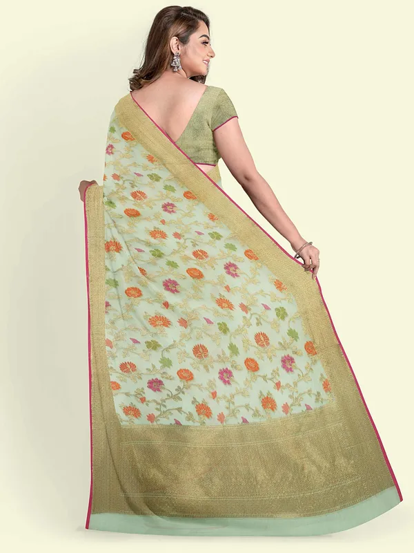 Beige_Cotton_Blend_Banarasi_Sarees_For_Women