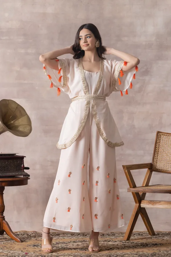 Georgette_Peach_Tassel_Indo-Western_Jumpsuit