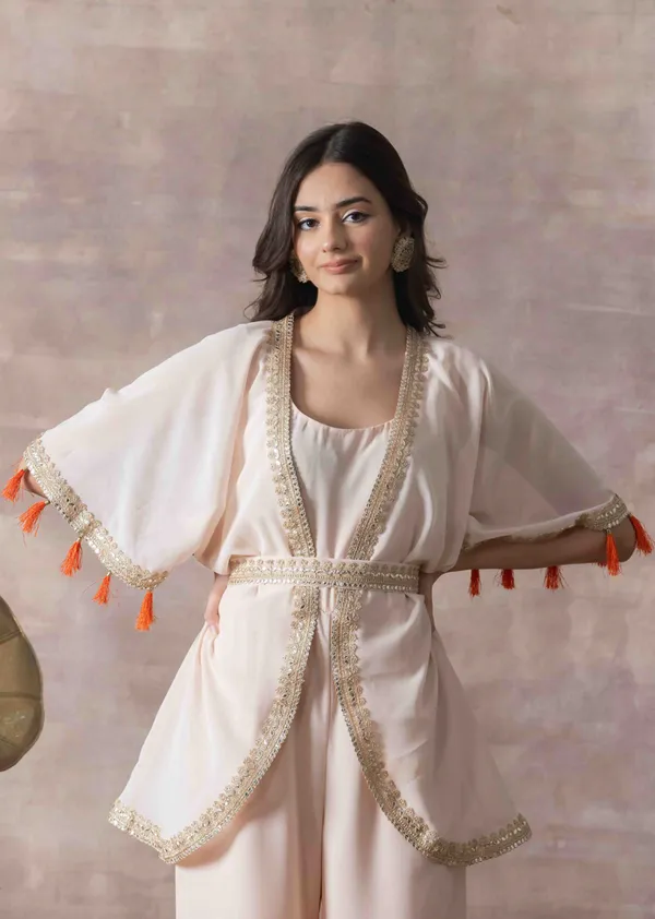 Georgette_Peach_Tassel_Indo-Western_Jumpsuit