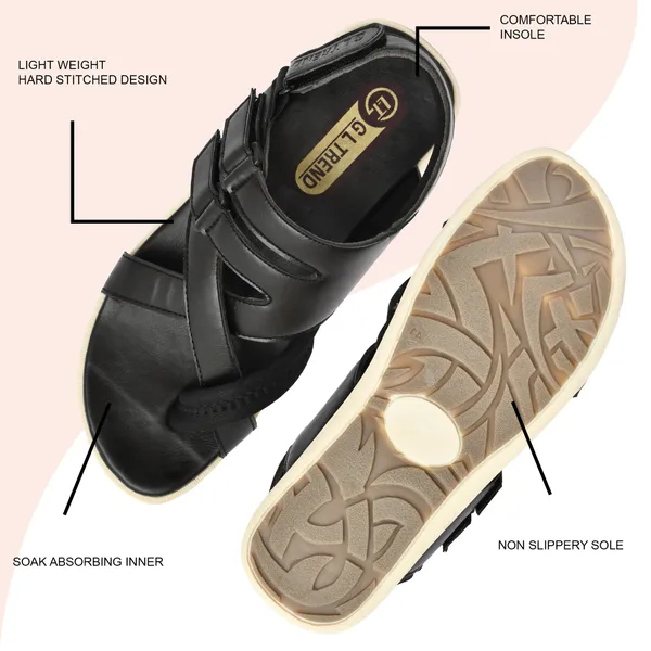 Black_Memory_Foam_Striped_Velcro_Fastening_Casual_Sandal_For_Men