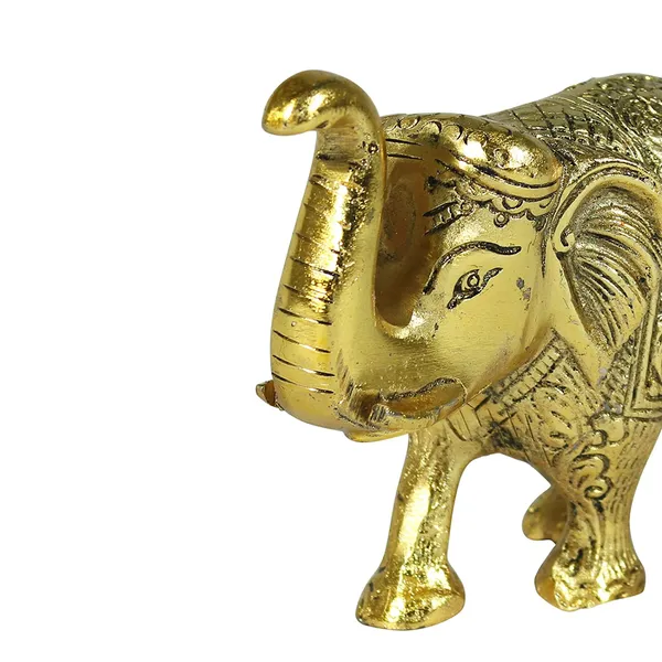Antique_White_Metal_Elephant_Trunk_Statue_Showpiece_(Golden_-_9.5_x_15.5_x_15_cm)
