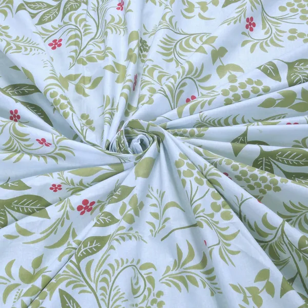144_TC_Bedsheet_for_Single_Bed_with_1_Pillow_Cover_|_Botanical_Bliss_|_White_&_Green